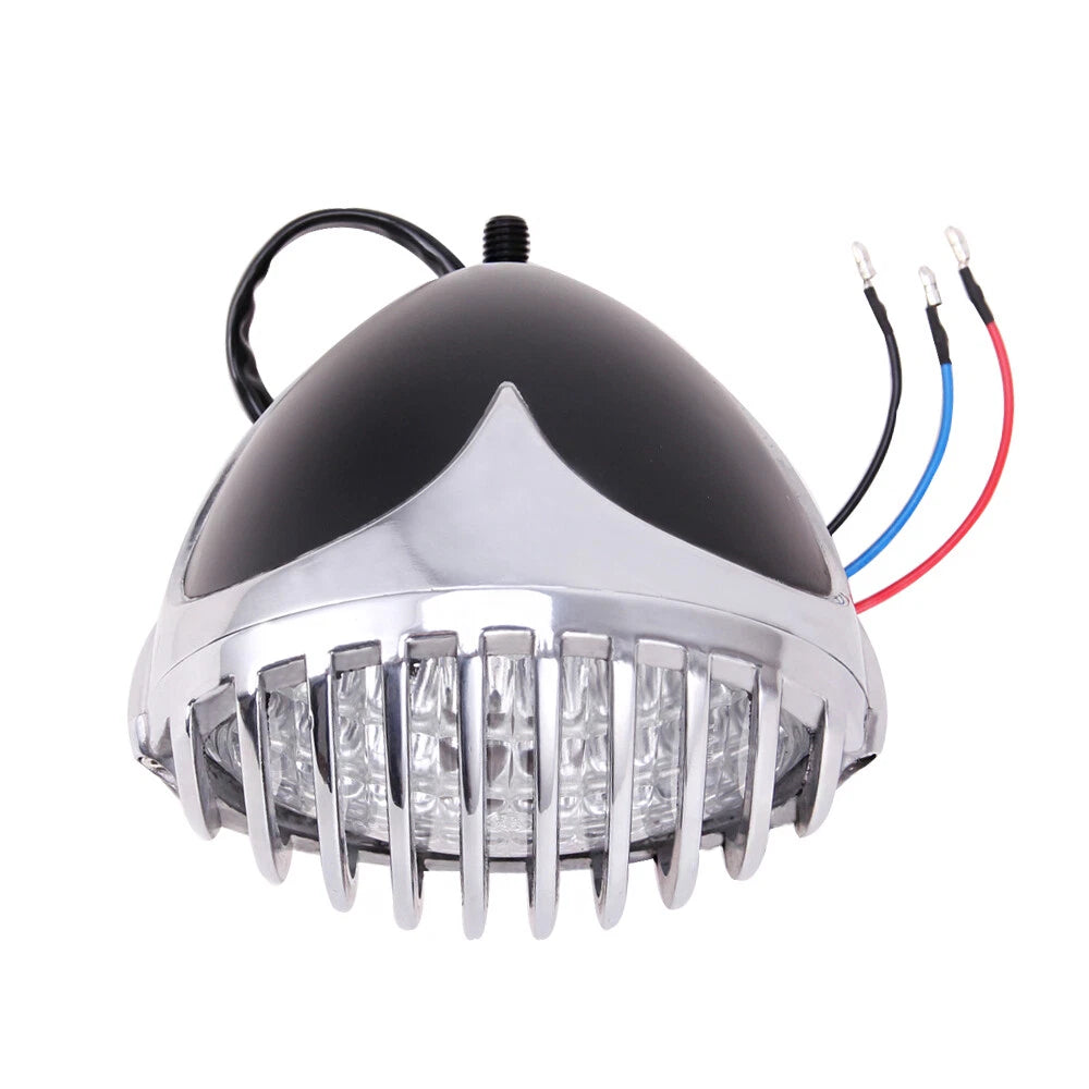 Headlight Light Finned Prison Grill For Harley Chopper Bobber Cafe Racer Cruiser