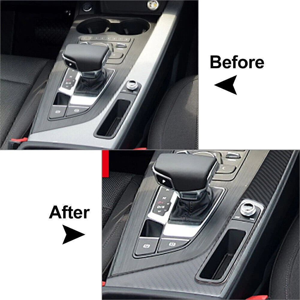 Console Gear Shift Box Trim Cover LHD For Audi A4 B9 A5 S5 2017-20 Carbon Fiber