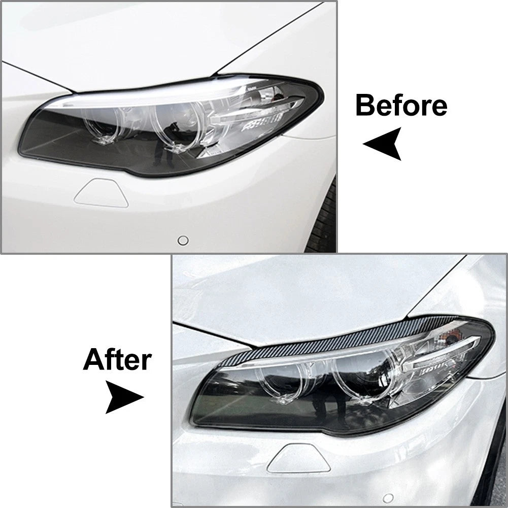 Front Headlight Eyelids Eyebrow Cover Carbon For BMW 5 Series F10 F11 2015-17 US