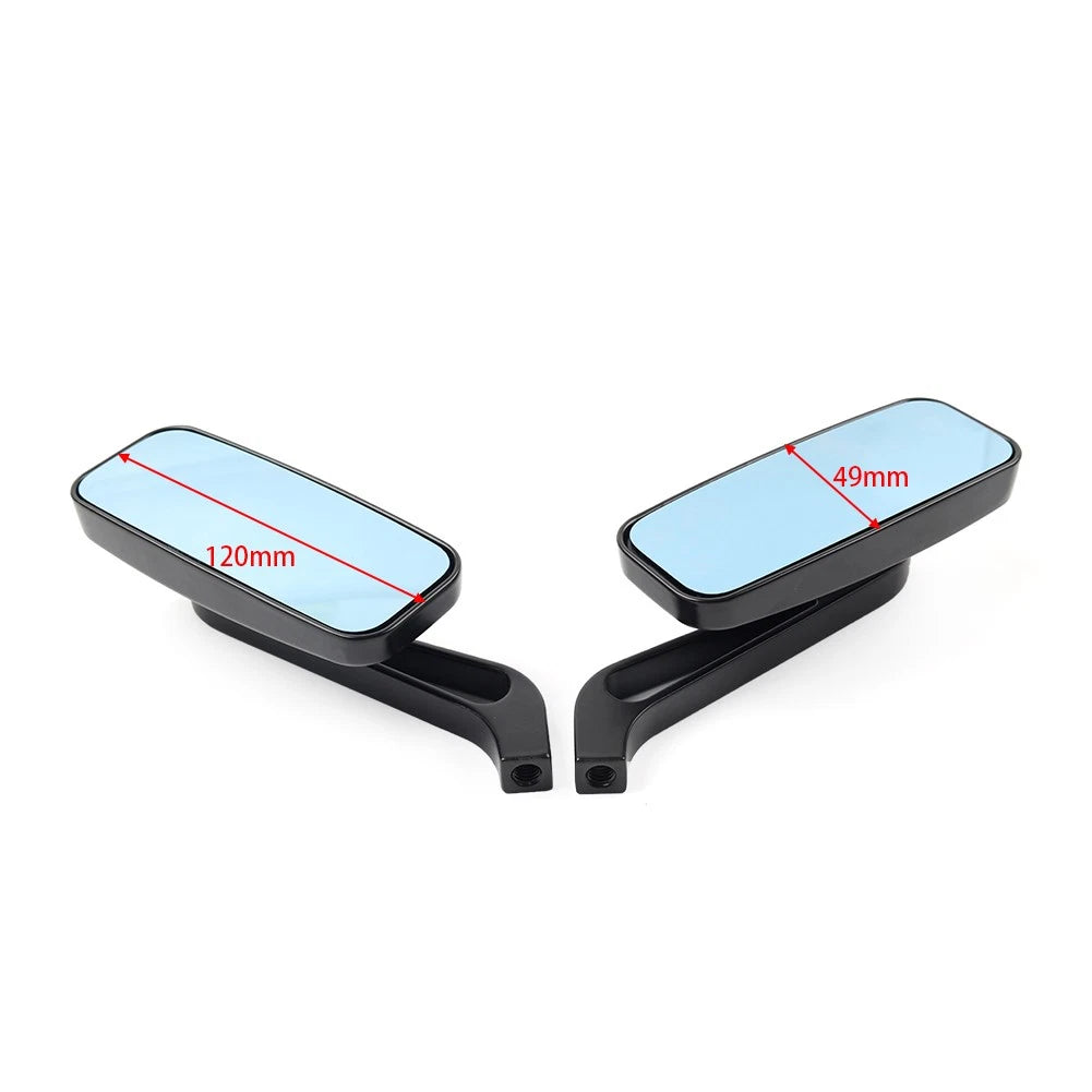 2x Chrome Blue Rearview Side Mirror For Harley For Honda For Kawasaki For Suzuki