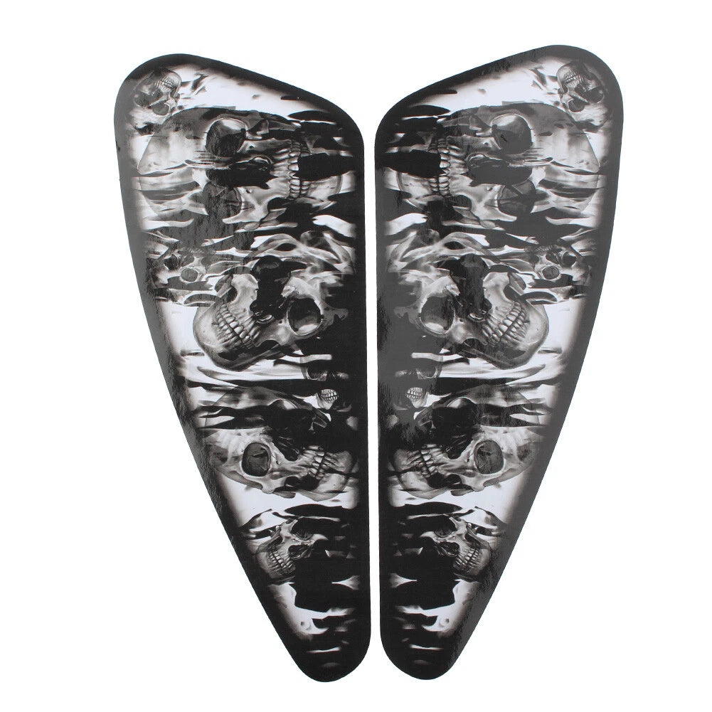 Fuel Gas Tank Decals Skull Stickers For Harley XL883 1200 Motor Pair Black USA