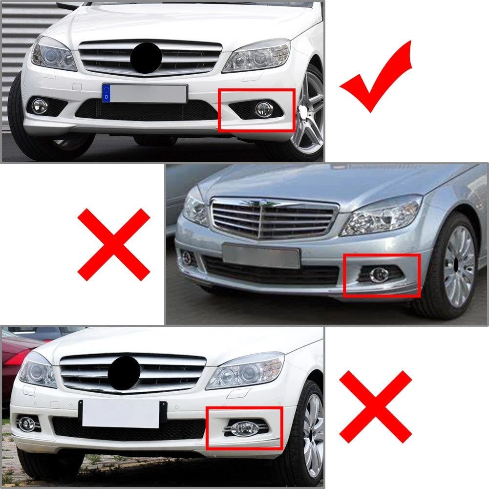 Pair Front Bumper FogLight Grill with light For Mercedes Benz C CLASS W204 08-10