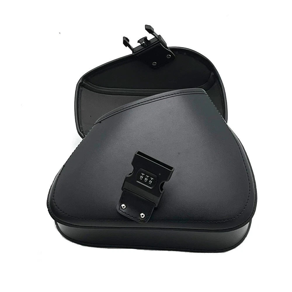 Password Lock Motorcycle Saddlebag For Harley Honda Rear Side Bags PU Leather