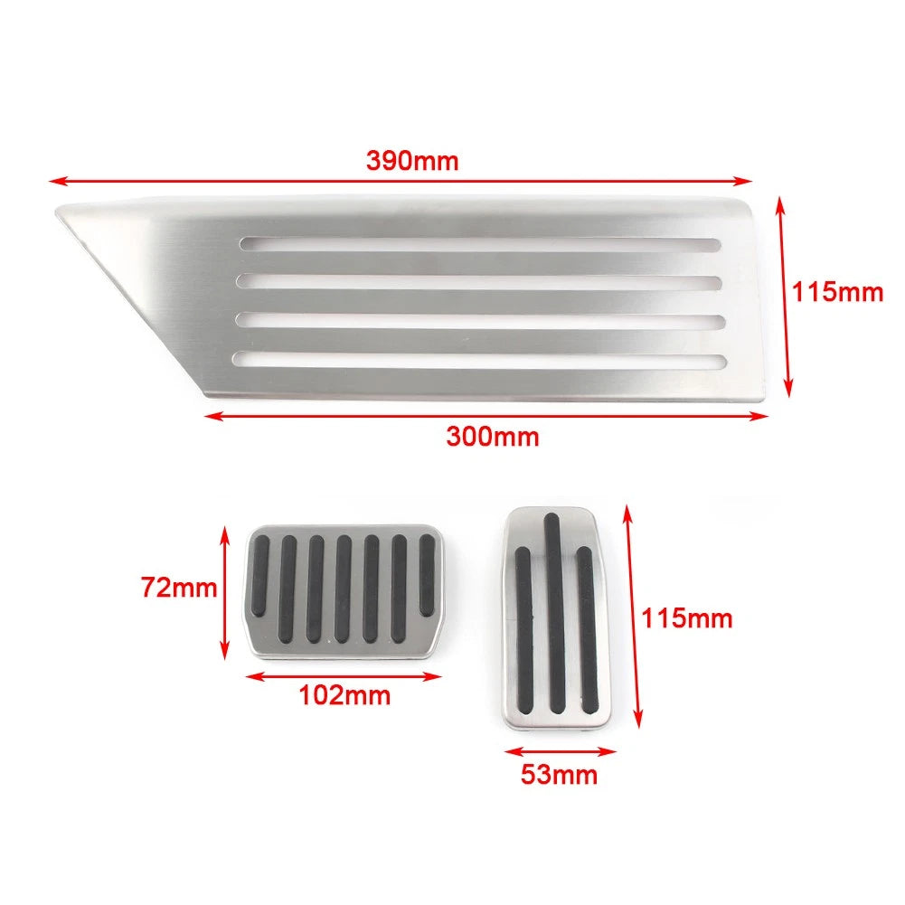 3x Accelerator Gas Fuel Brake Foot Rest Pedal Steel For Tesla Model 3