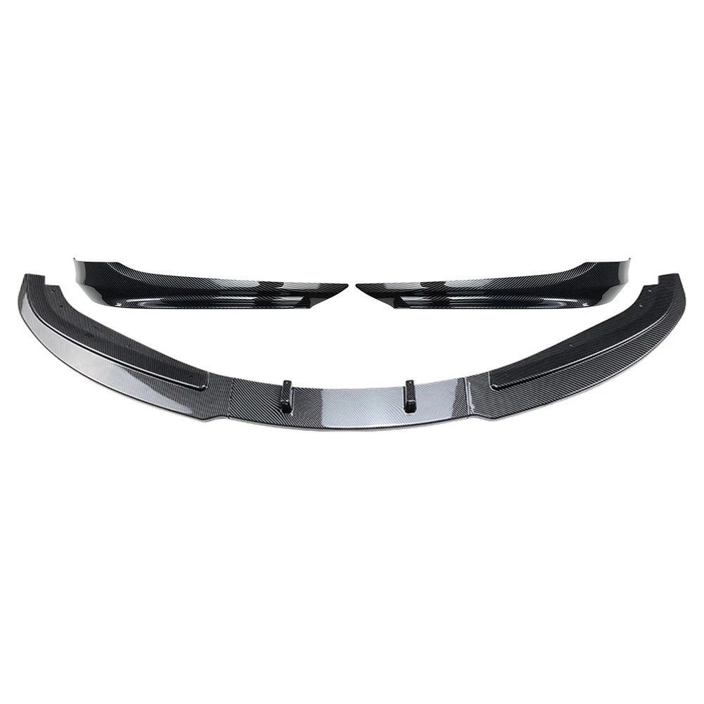 Front Bumper Spoiler Lip+Side Trim For BMW 3Series E90 4-Door Sedan Carbon Black