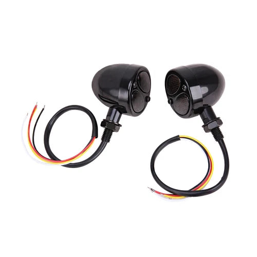 2x Motorcycle Bullet Turn Signal Light Amber Red Brake Blinker For Harley Honda