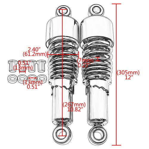 10.5'' Rear Absorbers Shocks For Harley Sportster XL 883 1200 Iron 48 72 Custom
