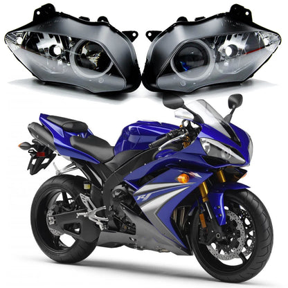 Left+Right Headlight Head Lamp Assembly For Yamaha YZF R1 2007 2008 YZF-R1 07 08
