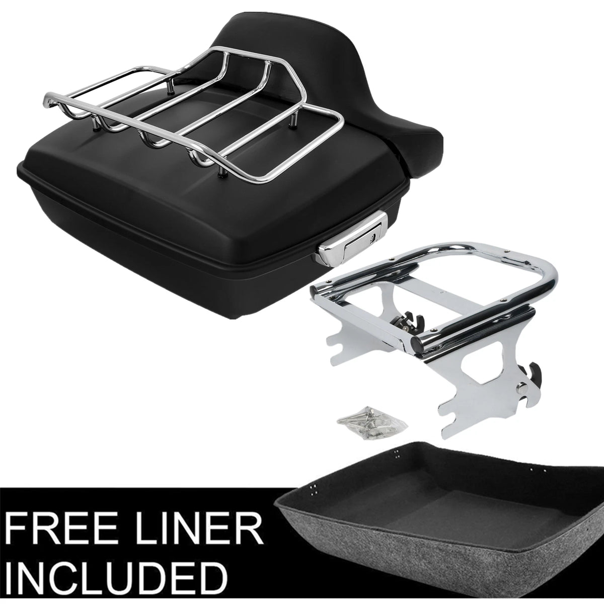 Matt Black Chopped Trunk Pad Mount Rack Fit For Harley Road Glide King 1997-2008