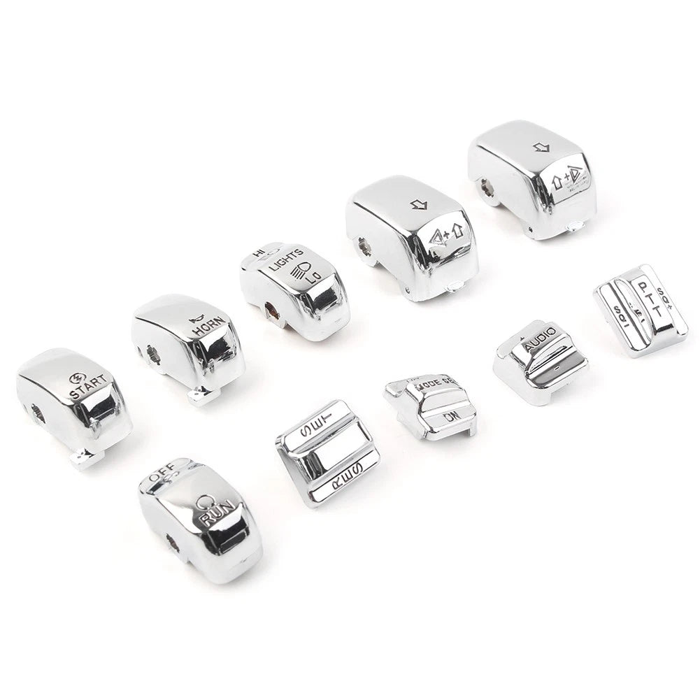 10pcs Hand Control Switch Cover Button Cap Set For Harley Touring 1996-13 Chrome