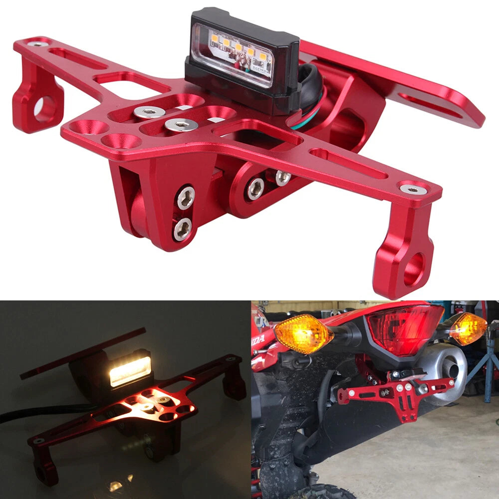 Motorcycle License Plate Bracket Fender Eliminator Kit Tail Tidy Mount LED Light