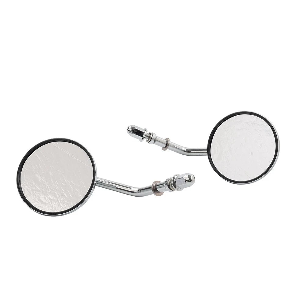 Motor Round Retro Rearview Side Mirrors Chrome For Harley Davidson 8mm Silver