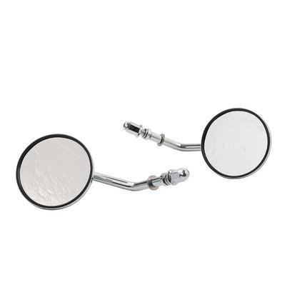 Motor Round Retro Rearview Side Mirrors Chrome For Harley Davidson 8mm Silver
