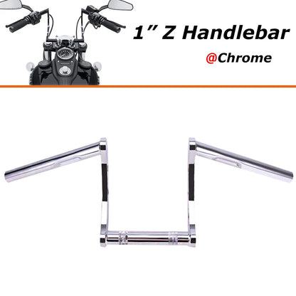 Chrome Drag Handlebar 1" Z Bars For Harley Sportster XL 883 1200 Softail Dyna US