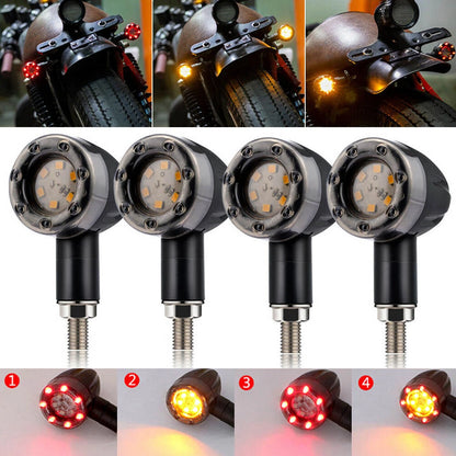 4 Pack Universal Motorcycle Turn Signals Blinker Lights Amber For Suzuki Harley