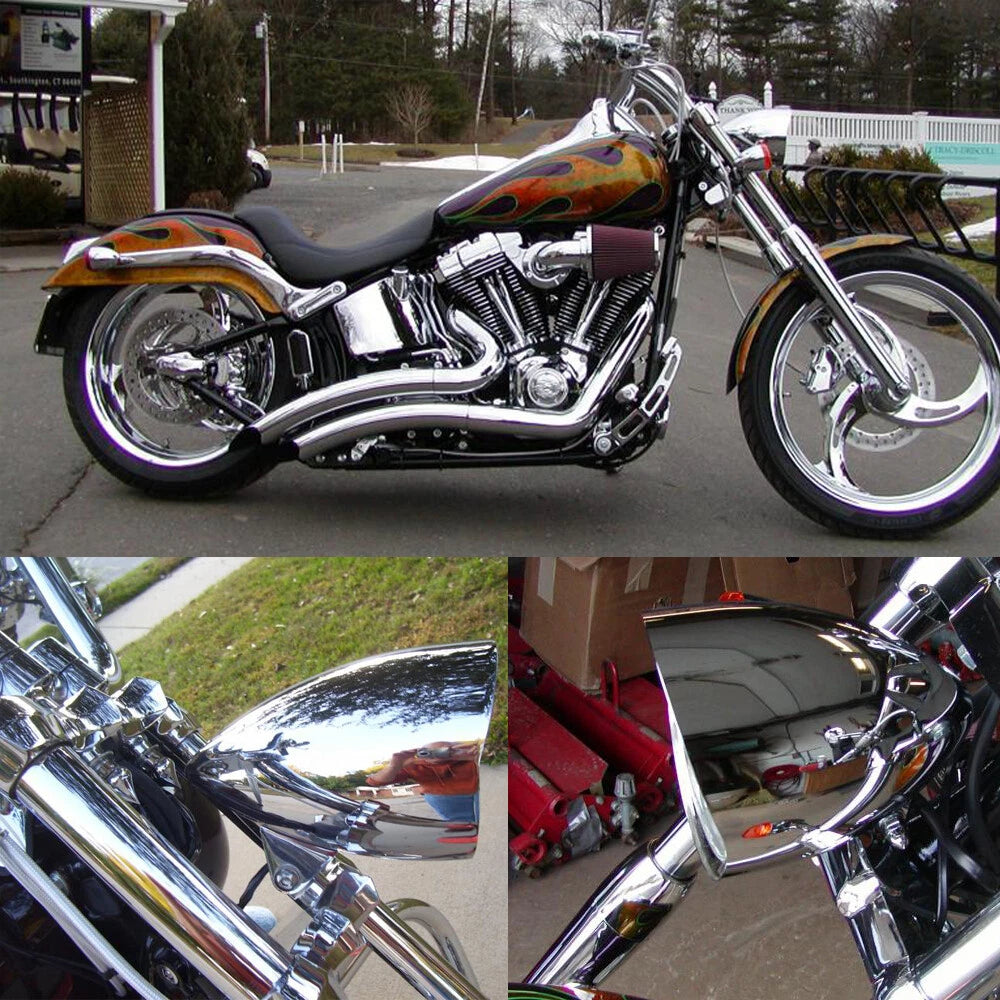 Chrome Bullet Tri Bar 5.75" Headlights For Harley Sportster Dyna Softail Chopper