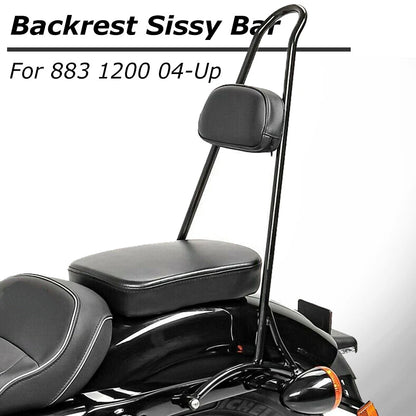 Detachable Sissy Bar Backrest Cushion Pad Black For Harley Sportster XL 883 1200