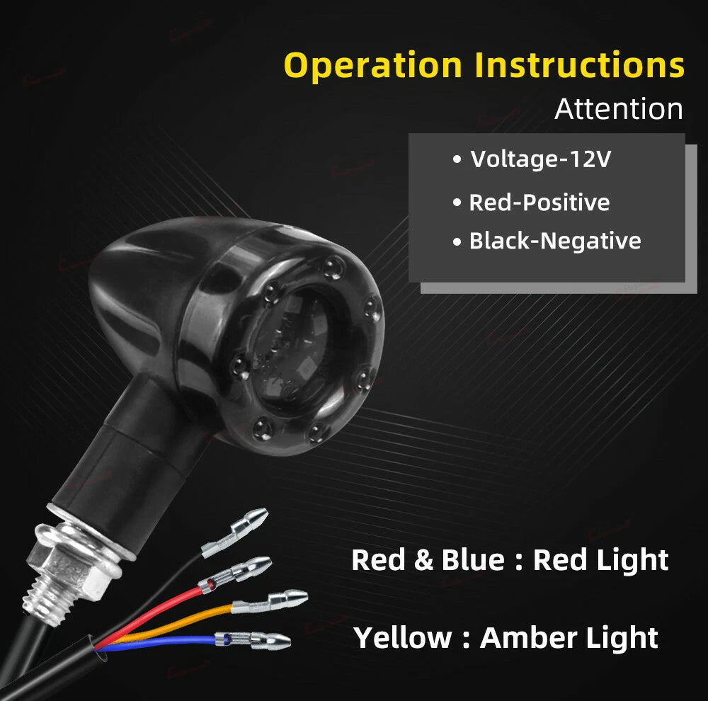 4x Motorcycle LED Bullet Brake Running Turn Signal Tail Light For Bobber Racer