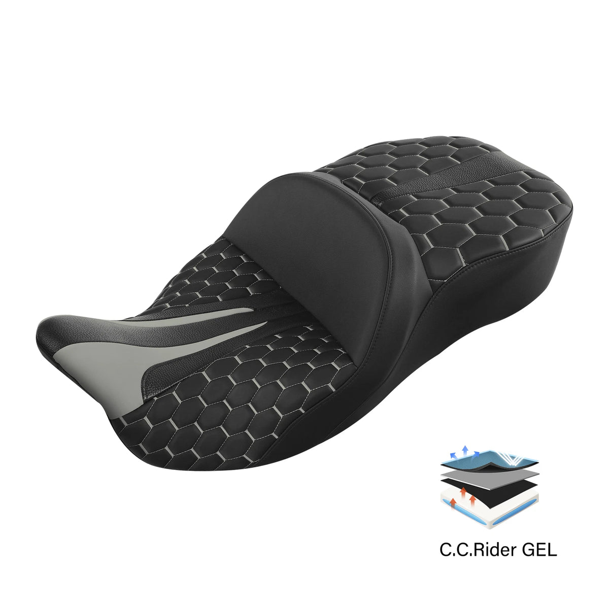Driver Passenger Gel Seat Fit For Harley Davidson Touring Road Glide King 09-23