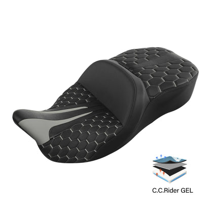 Driver Passenger Gel Seat Fit For Harley Davidson Touring Road Glide King 09-23