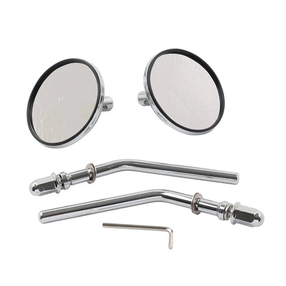 Motor Round Retro Rearview Side Mirrors Chrome For Harley Davidson 8mm Silver