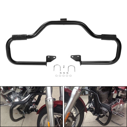 Black 1.25" Highway Engine Guard Crash Bar For Harley Dyna Super Wide Glide 06+