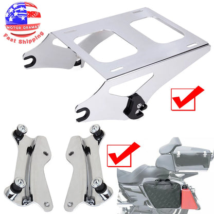 Detachable Tour Pack Mount Rack w/ Docking Hardware Kit For Harley Touring 14-23