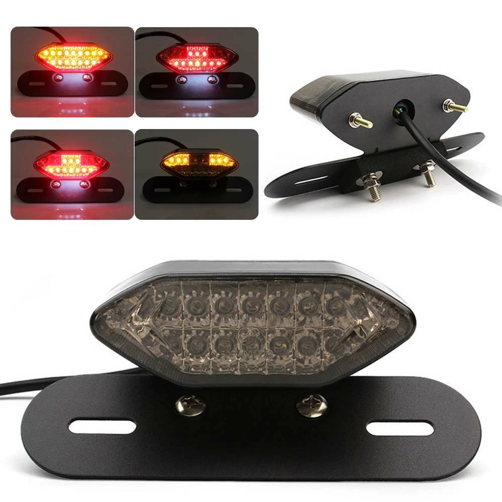 Motorcycle 16 LED Integrated Tail Lights License Plate Turn Signals Brake Light