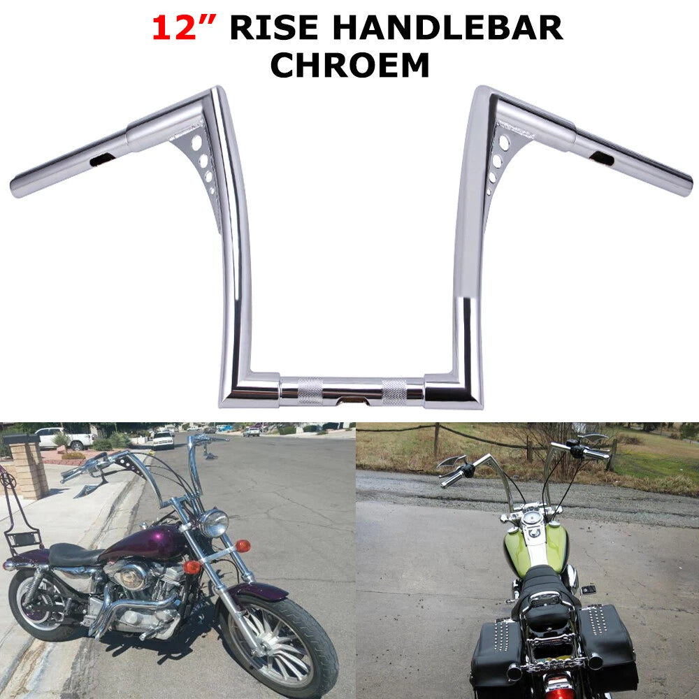 Chrome 12" Rise Ape Hanger Handlebar For Harley Sportster XL Softail Fatboy Dyna
