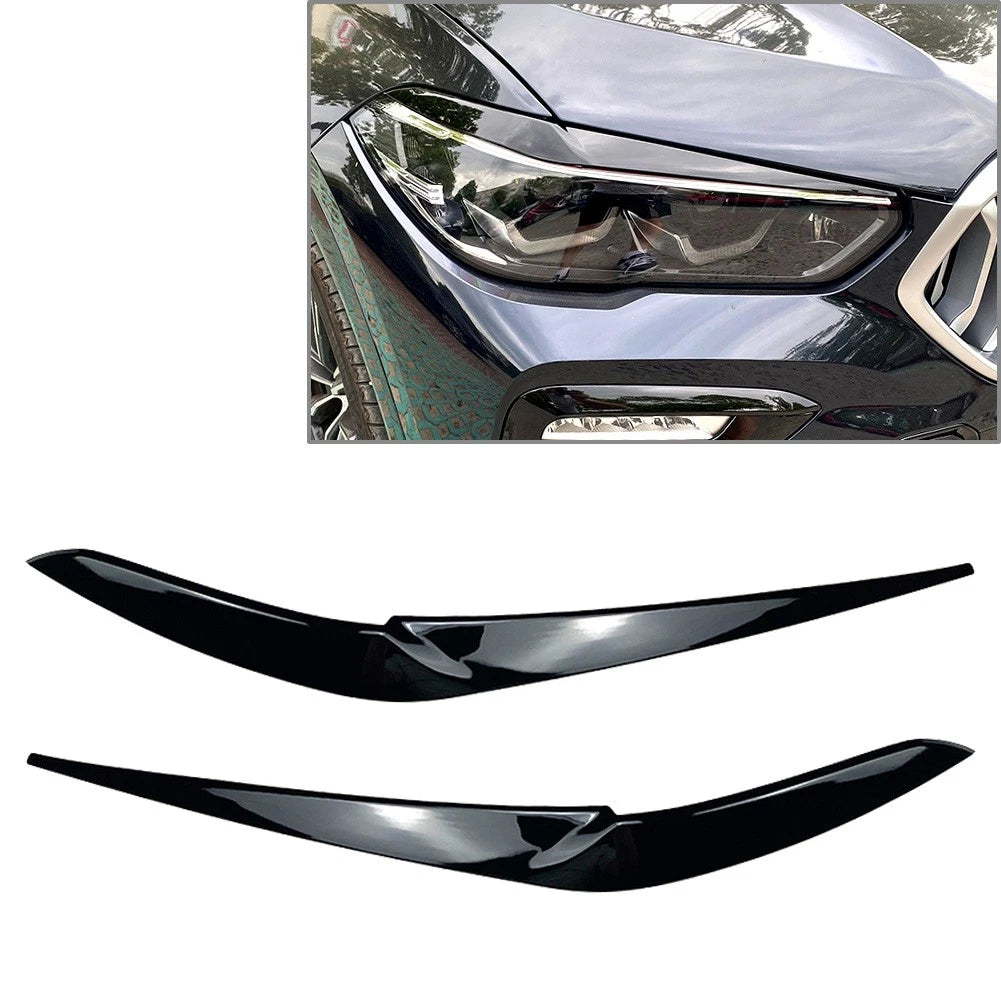 Glossy Black Front Fog Light Eyebrow Cover For BMW X5 2018-22 For BMW X6 2019-22