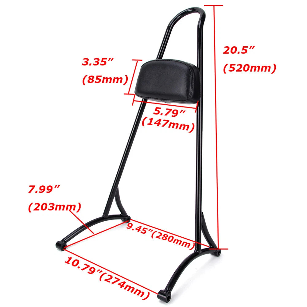 Tall Sissy Bar Passenger Backrest for Harley Sportster XL Iron 883 1200 48 72 XR