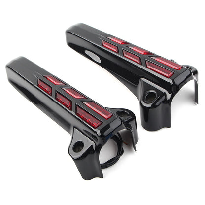 Front Lower Fork Leg Covers LED Light for Harley FLHR FLHTK FLHX 14-20 Black-Red