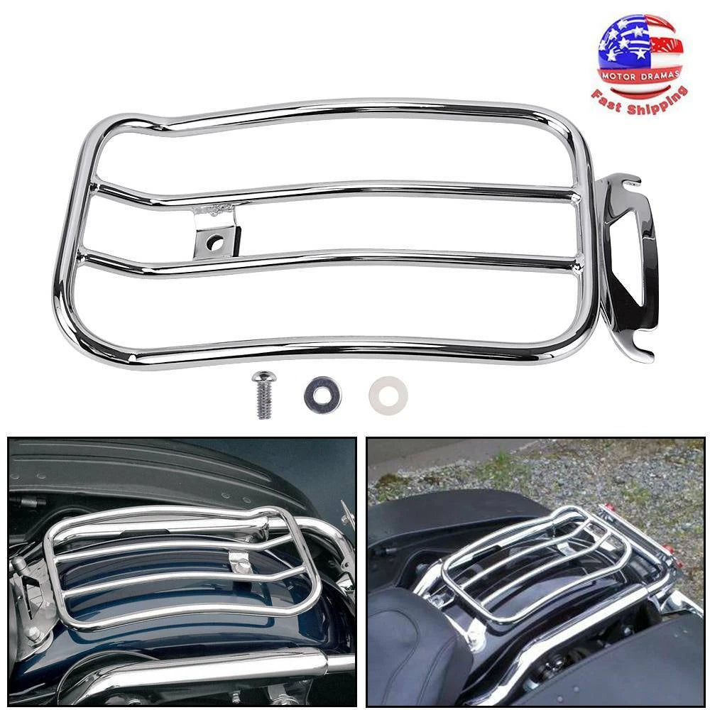 Fender Solo Seat Luggage Rack For Harley Touring Street Road Electra Glide 97-05