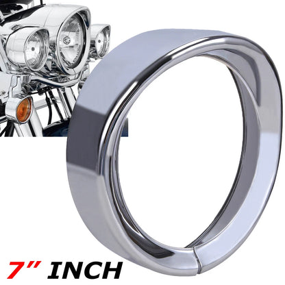 Chrome 7'' Headlight Trim Light Visor Style Ring For Harley Touring Softail Dyna