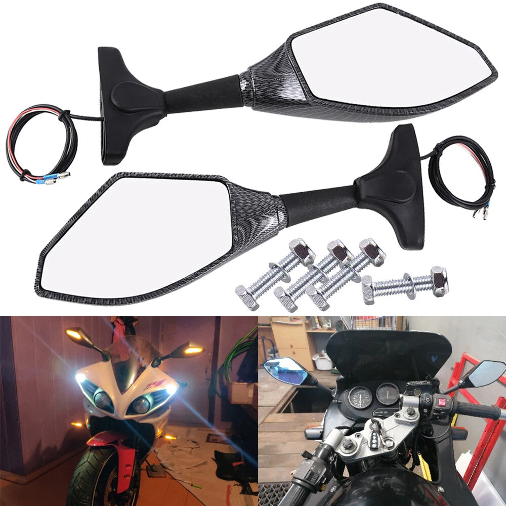 Pair LED Mirrors For SUZUKI GSXR 600 750 1000 Hayabusa GSF SV Katana TL1000R