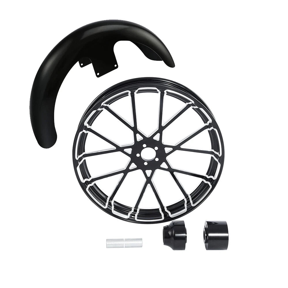 21'' Front Wheel Rim Single Disc Hub &Fender Fit For Harley Touring 2008-2025 US