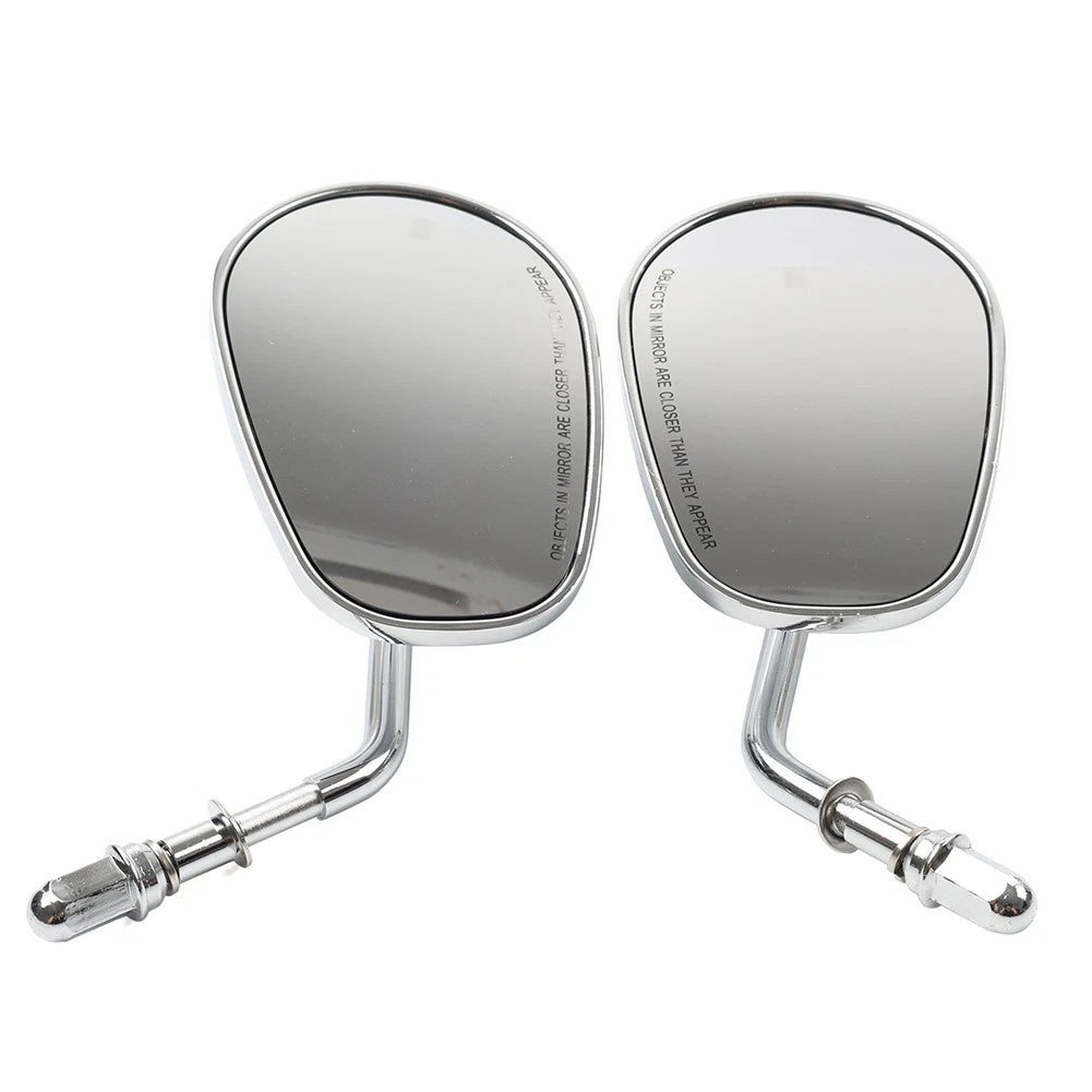 Chrome Motorcycle Short Stem Rearview Side Mirrors For Harley Electra Glide FLHT