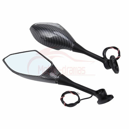 Carbon Fiber Motorcycle LED Blinker Turn Signal Light Rearview Mirrors Universal