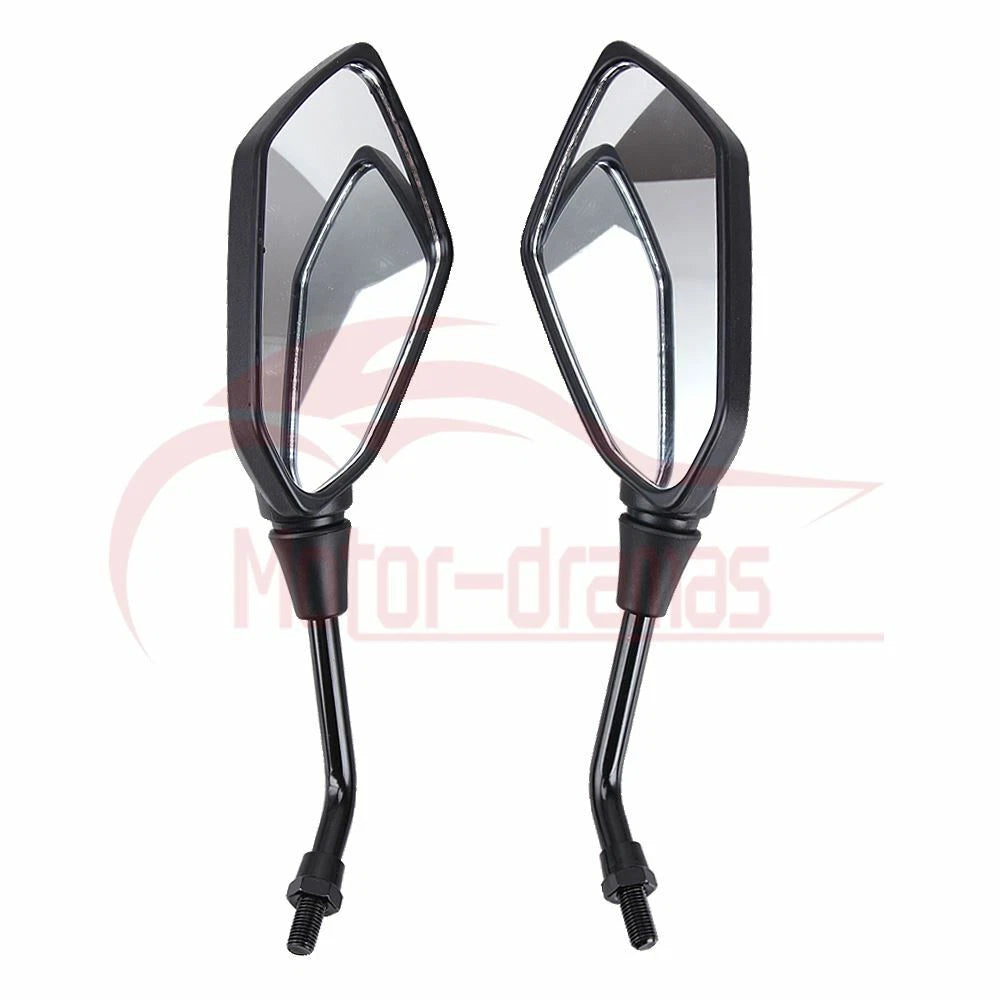 2pcs Universal Black Motorcycle Motorbike Rearview Rear View Side Mirror 10mm US