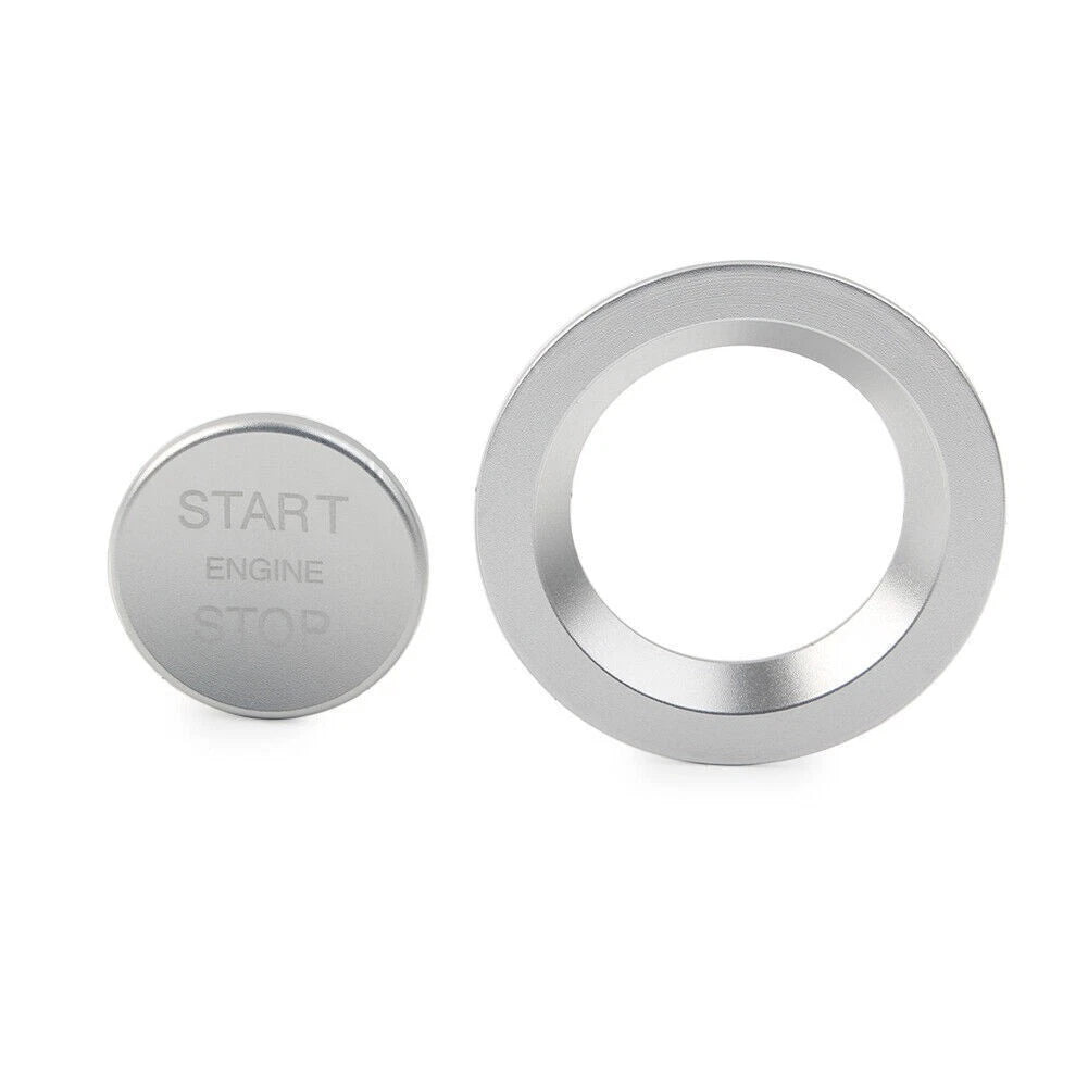 Silver Keyless Engine Push Start Button w/ Ring For Land Rover & Jaguar Ignition