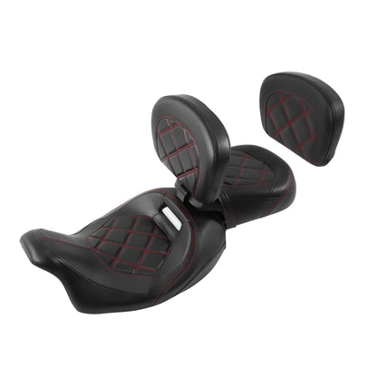 Driver & Passenger Seats Backrest Fit For Harley Electra Glide 2009-23 Black Red