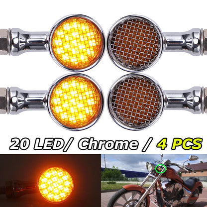 4X Chrome Bullet Motorcycle LED Turn Signal Brake Running Tail Light For Harley