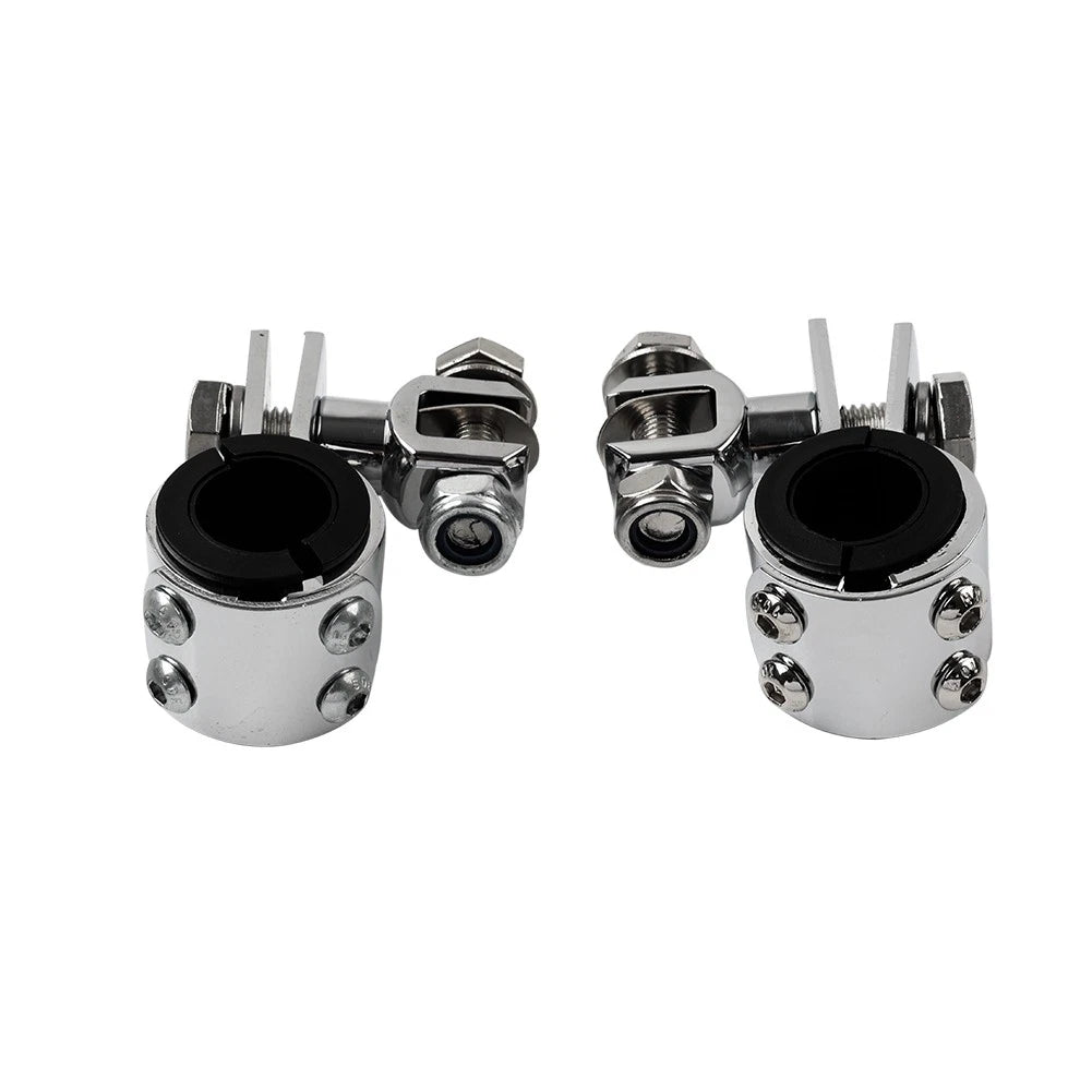 US 1" 1.25" Highway Bar Foot Pegs Mount Clamps Bracket Set For Harley Chrome
