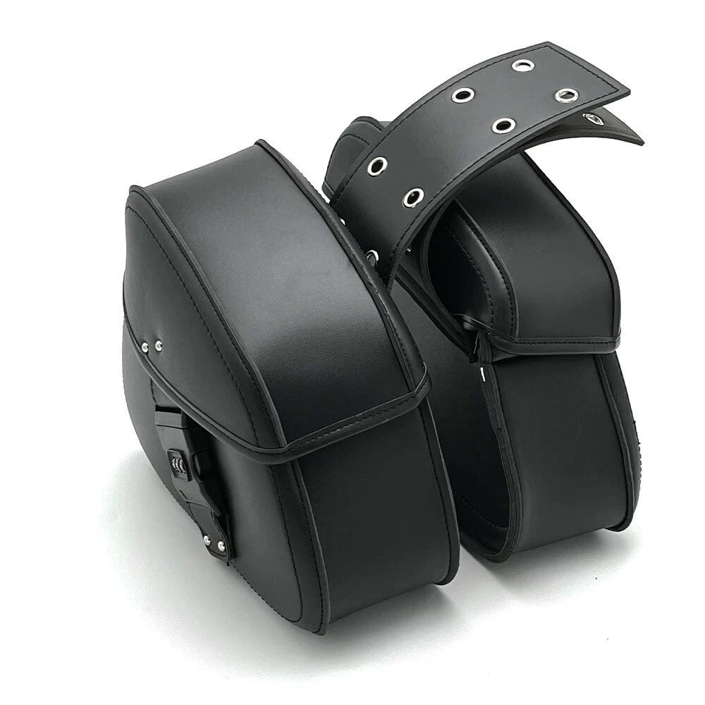 Password Lock Motorcycle Saddlebag For Harley Honda Rear Side Bags PU Leather