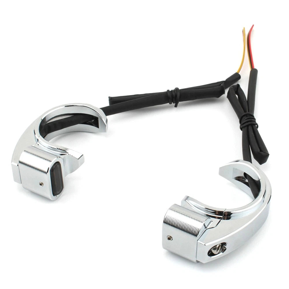 Front Turn Signal Light For Harley 39-41mm Front Fork Chrome Housing Smoke Lens