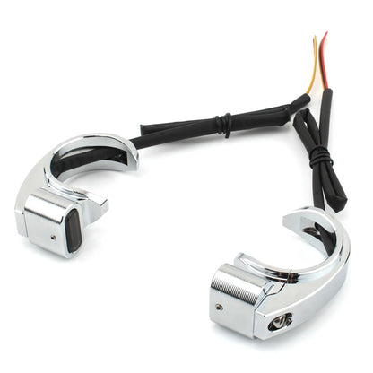 Front Turn Signal Light For Harley 39-41mm Front Fork Chrome Housing Smoke Lens