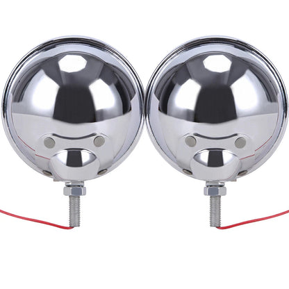 Pair 4-1/2 Inch 4.5" Chrome Fog Lights Housing Passing Lamp Bracket Bulb Bucket