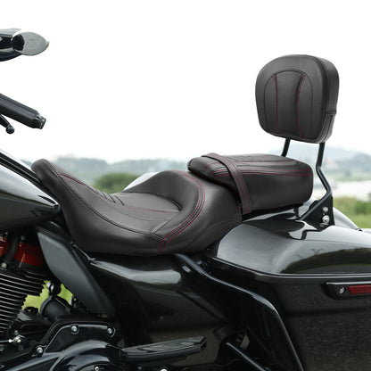 Driver Passenger Seat & Backrest Pad For Harley Touring Road Glide 2009-23 Black