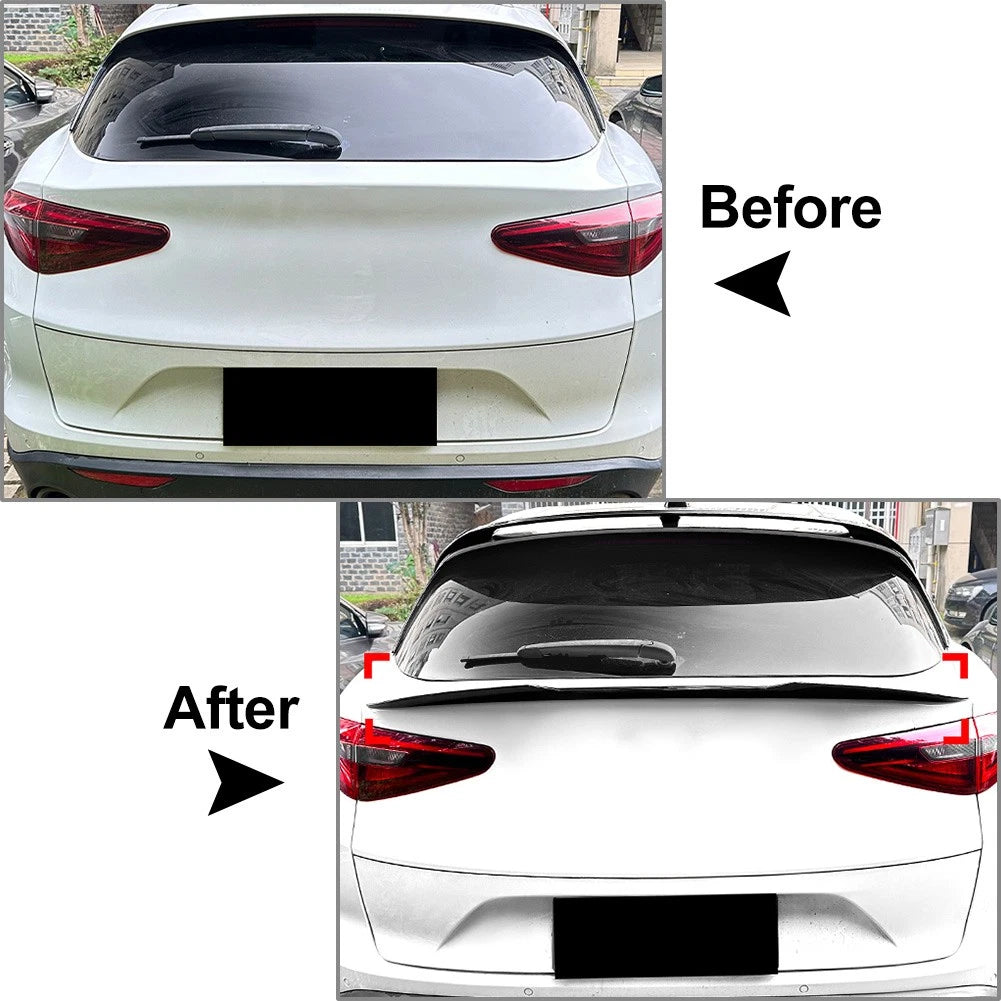 Carbon Fiber Look Rear Trunk Middle Spoiler Wing For Alfa Romeo Stelvio 2017-24
