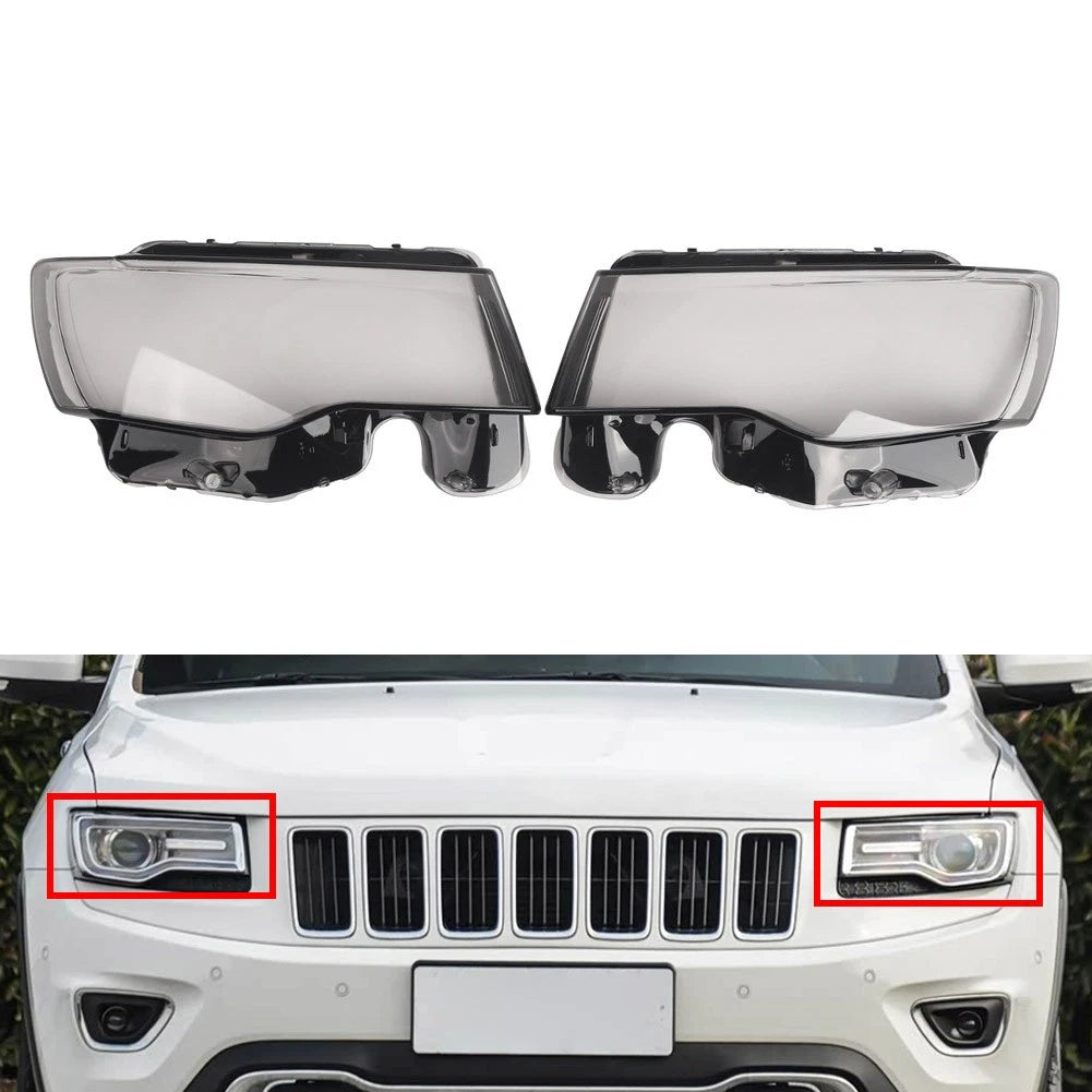 1 Pair Headlight Headlamp Lens Cover For Jeep Grand Cherokee 2014-2019